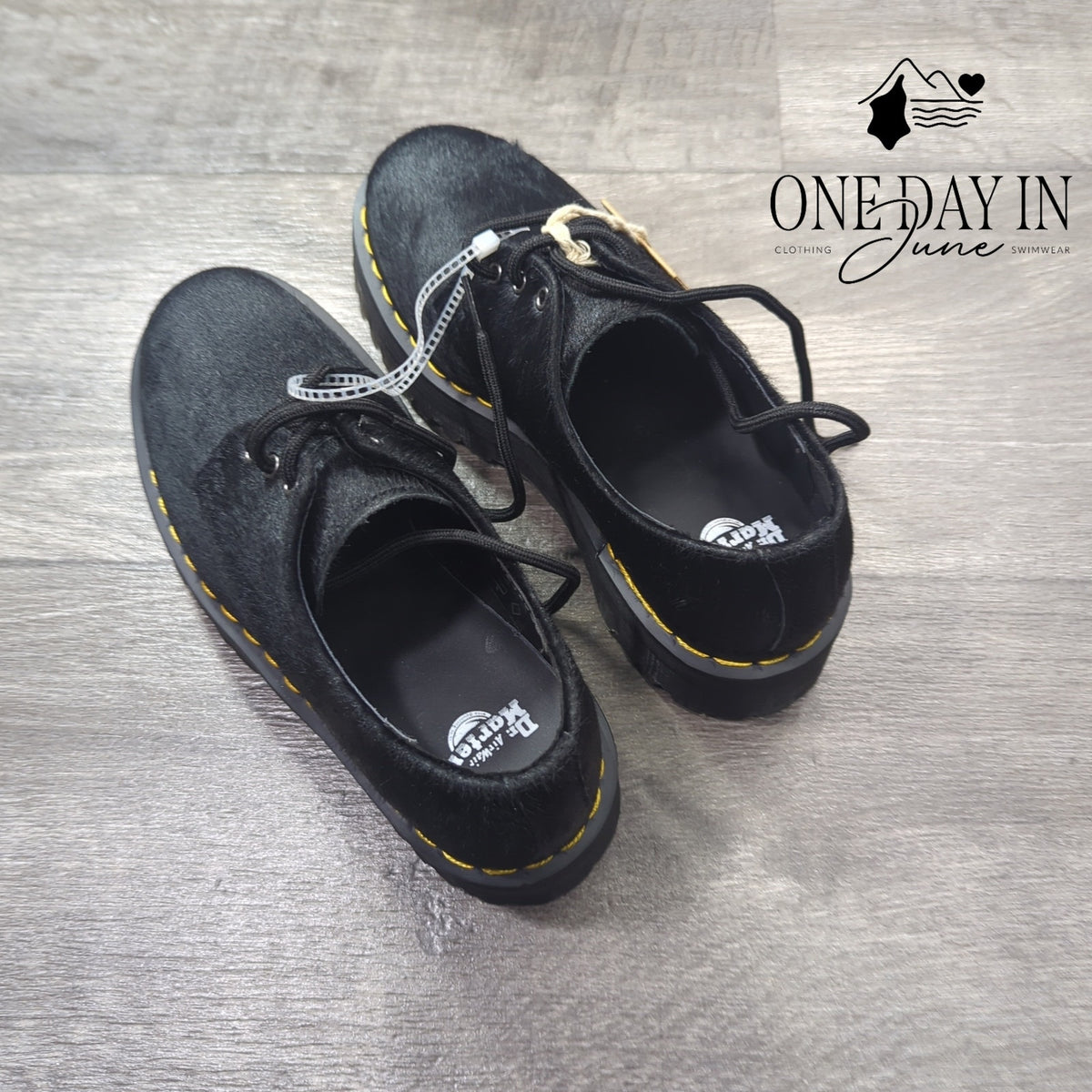 Dr. Martens 1461 Quad Hair-On Platform Derby Shoes Women's Black NWT Size 6