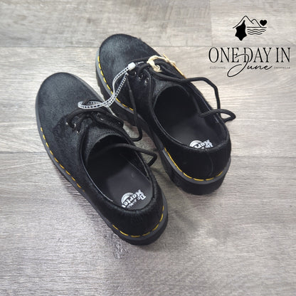 Dr. Martens 1461 Quad Hair-On Platform Derby Shoes Women's Black NWT Size 6