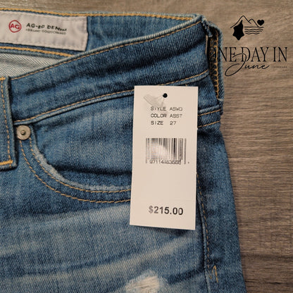 AG Adriano Goldschmied The Stilt Roll Up Distressed Cigarette Jeans NWT Size 4