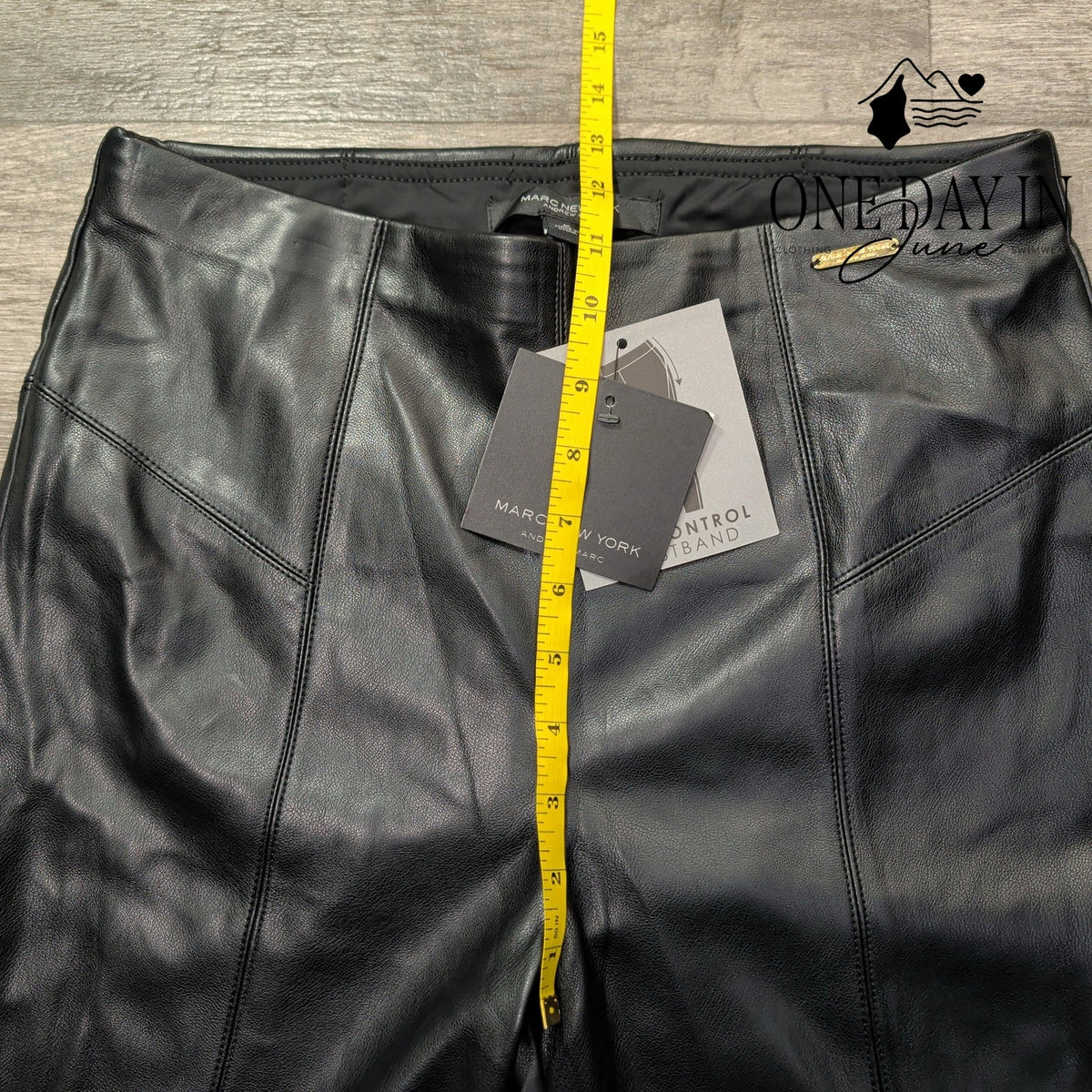 Marc New York Faux Leather Slim Leg Pants Black Full Control Waist NWT Size M