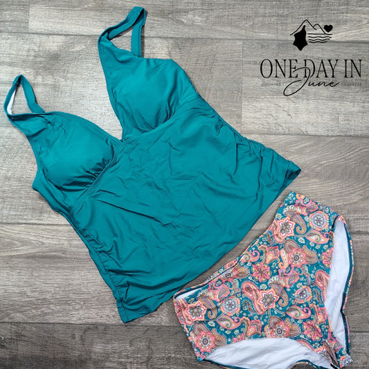 Zaful Paisley Tankini Swimsuit Size L