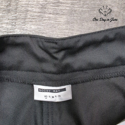 Noisy May High Waist Wide Leg Utility Cargo Pants Black Size XS