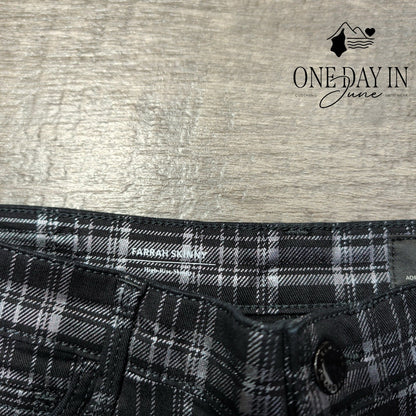 AG Adriano Goldschmied Farrah High Rise Skinny Jeans Black Gray Plaid NWT Size 2