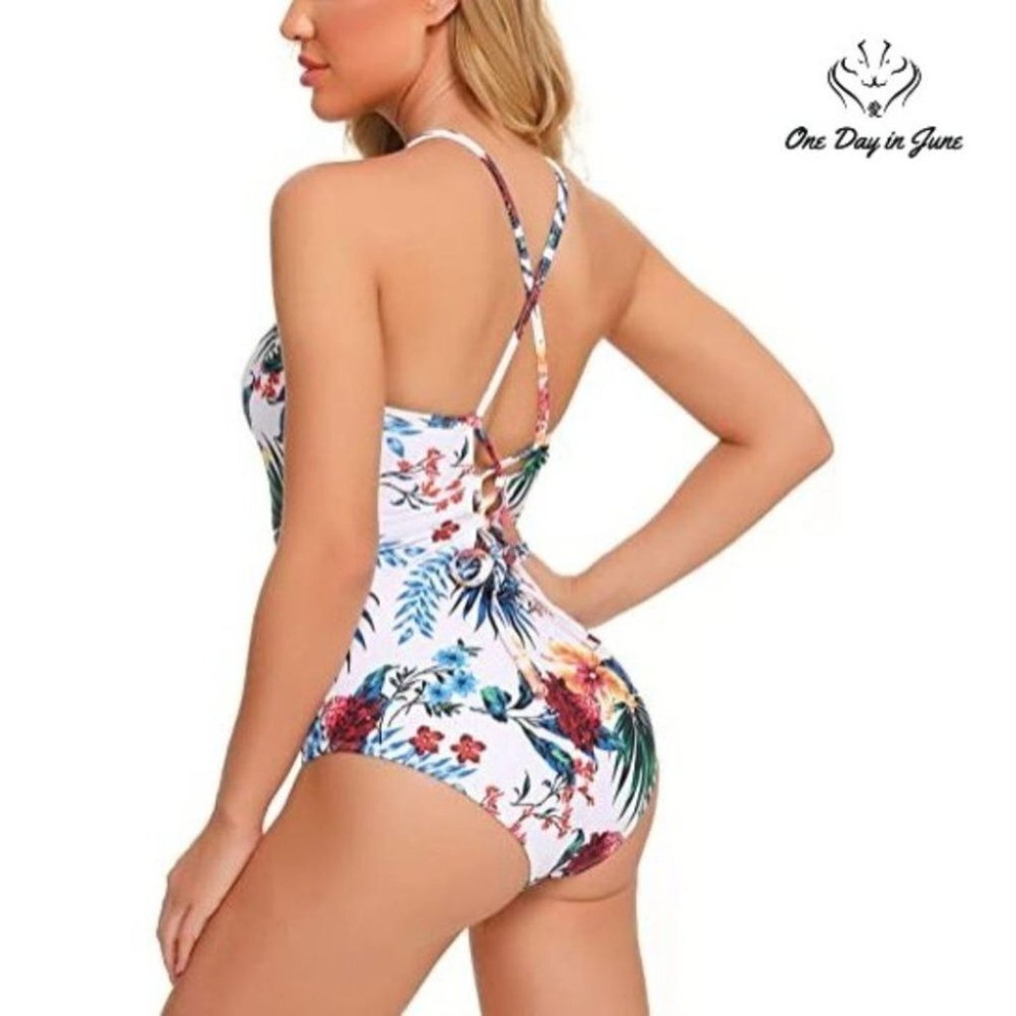 Finwanlo Criss Cross Lace Up One Piece Swimsuit Size XL