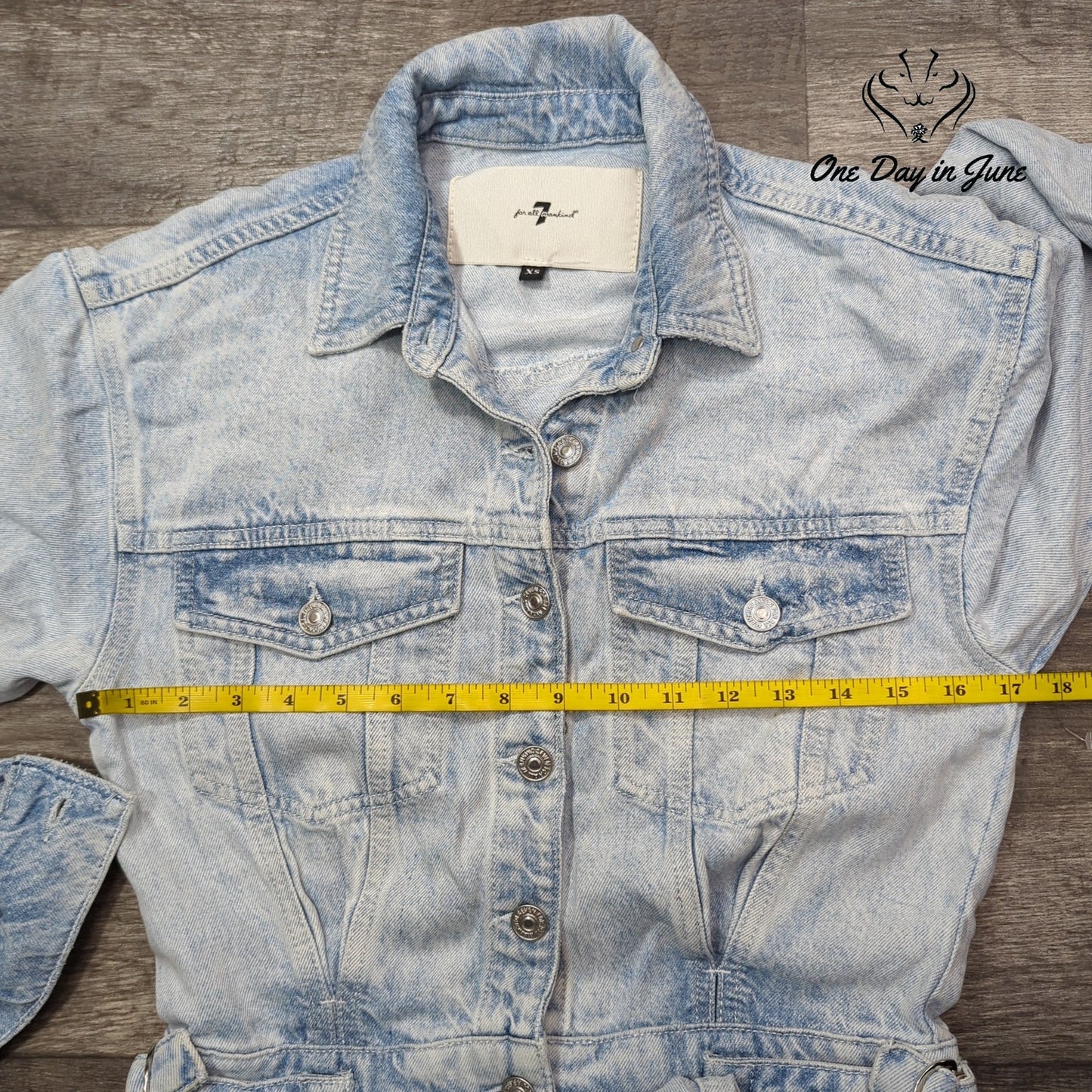 7 For All Mankind Denim Jumpsuit Light Wash Long Sleeve Wide Leg Size XS