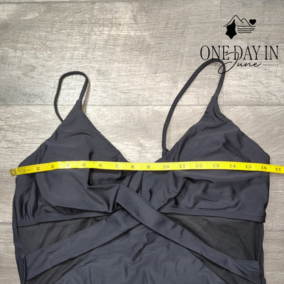 Zaful Cross Front Mesh One Piece Swimsuit Size XL
