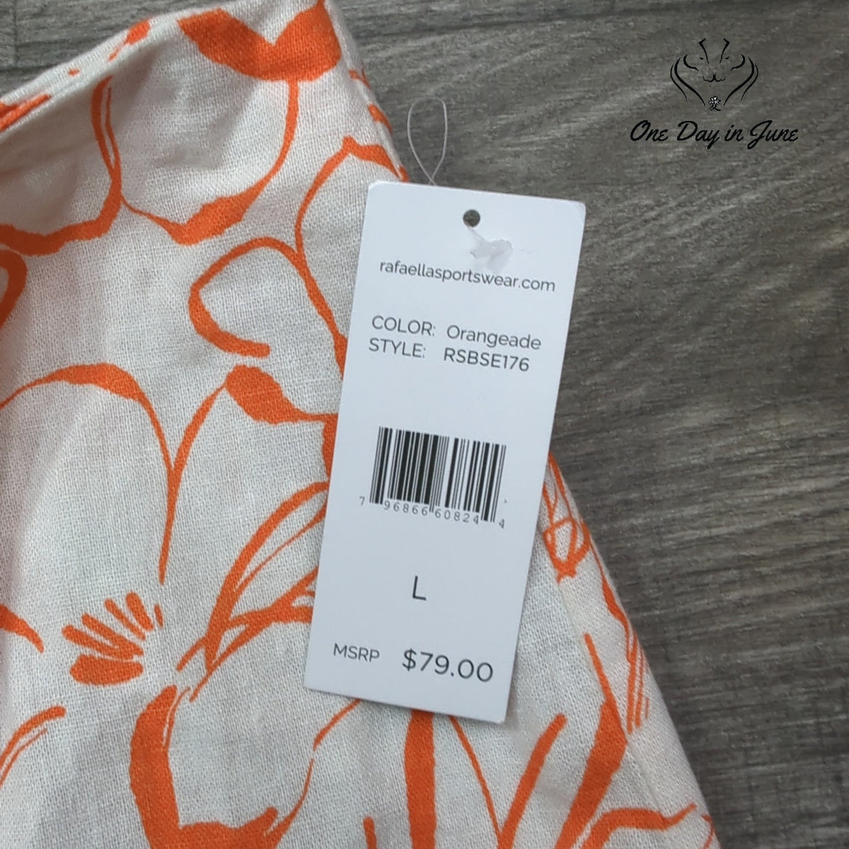 Rafaella Linen Blend Floral Pull On Midi Skirt Orange White NWT $79 Size L