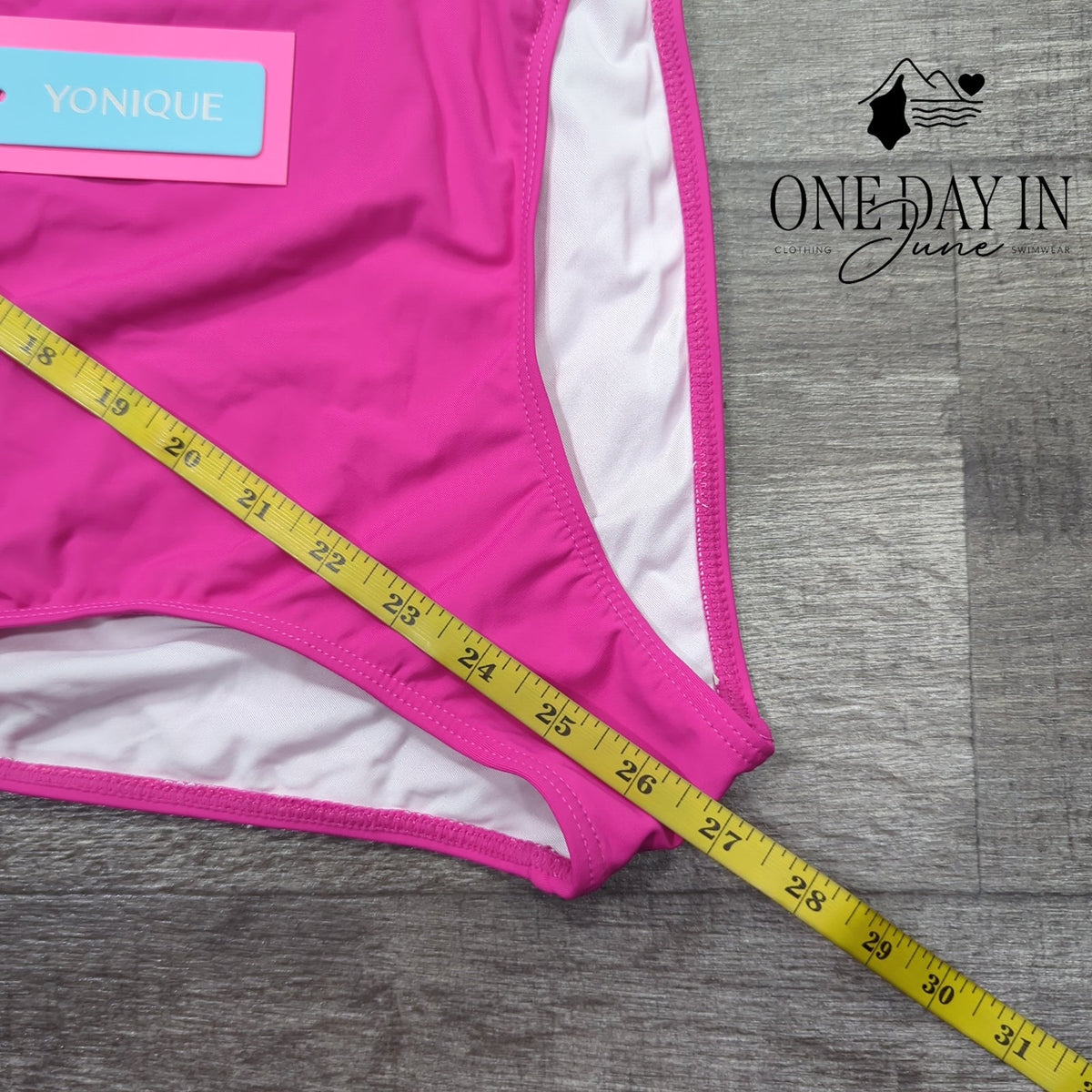 Yonique One Shoulder Cutout One Piece Swimsuit Hot Pink Colorblock NWT Size M