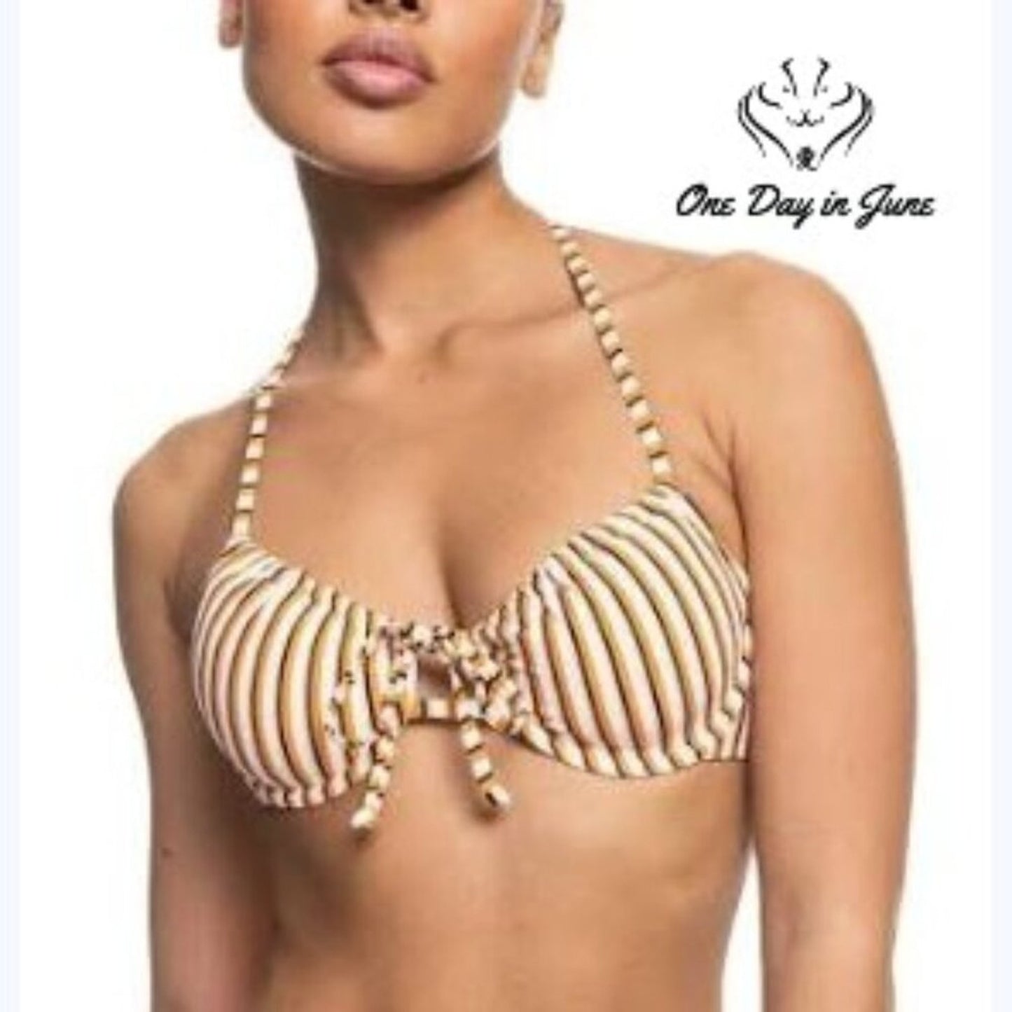 Roxy Printed Beach Classics Underwire Bikini Top Striped NWT $45 Size XS