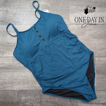 Summermae Maternity Ribbed One Piece Swimsuit Size L