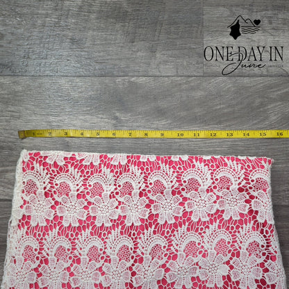 Francesca's Lace Overlay Mini Skirt Hot Pink White Floral Crochet Size M