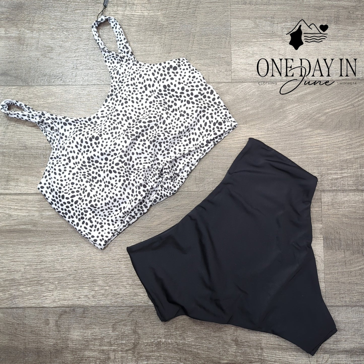 Zaful Dalmation Crop High Waist Bikini Swimsuit Size M