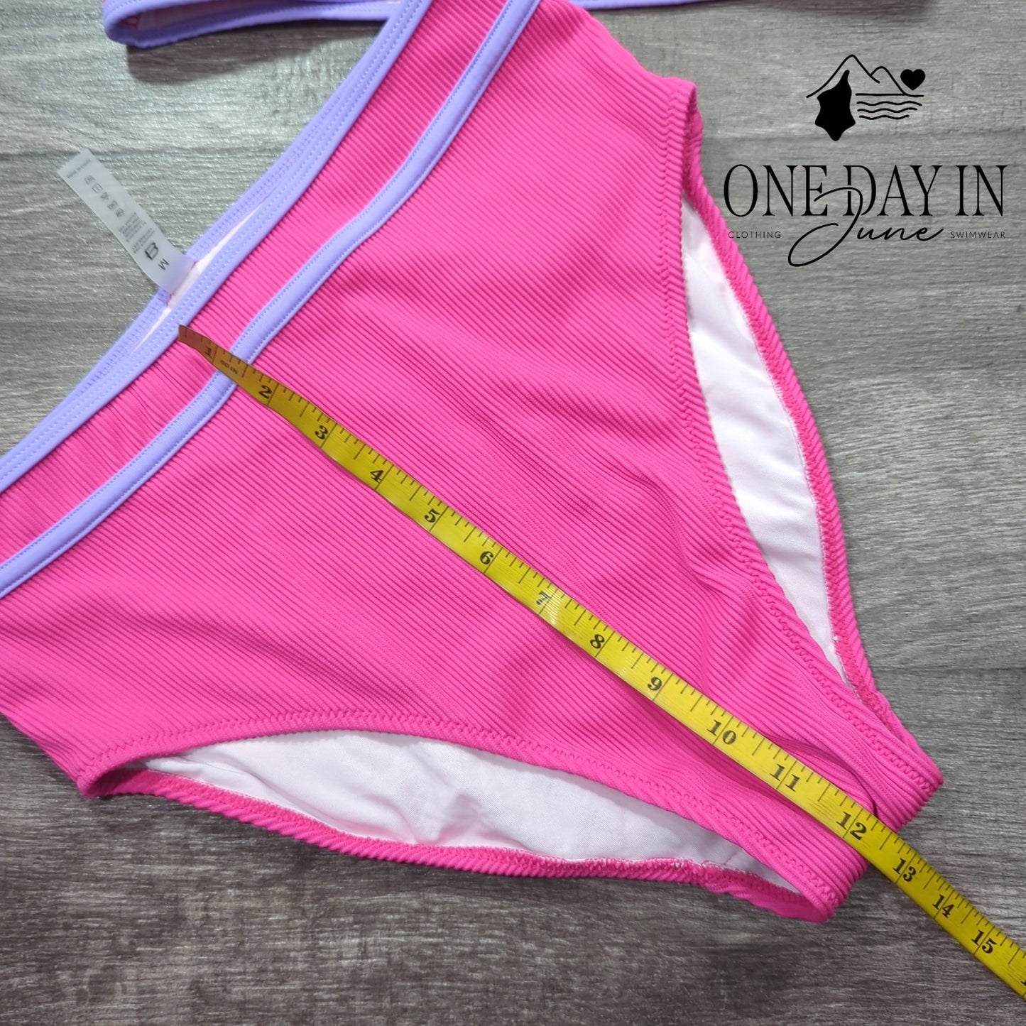 Blooming Jelly High Waist Ribbed Bikini Swimsuit Size M