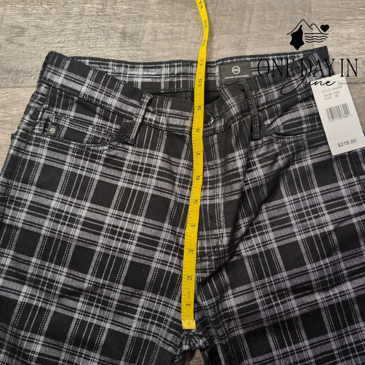 AG Adriano Goldschmied Farrah Skinny Plaid High Rise Jeans NWT Size 4 (27)