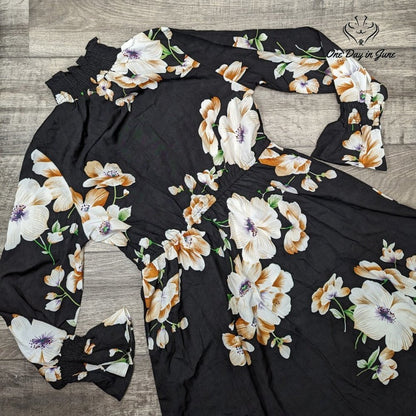 Floerns High Neck Long Sleeve Floral Dress Size L
