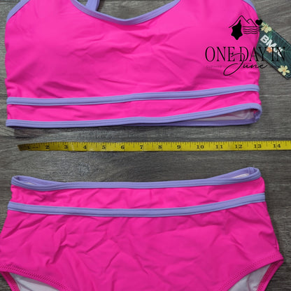 Blooming Jelly High Waist Crop Bikini Swimsuit Size M