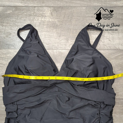 Yonique Plus Size Cross Front Tummy Control One Piece Size 22W