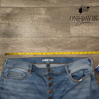 Land's End Plus Size Button Fly Crop Jeans Size 24W
