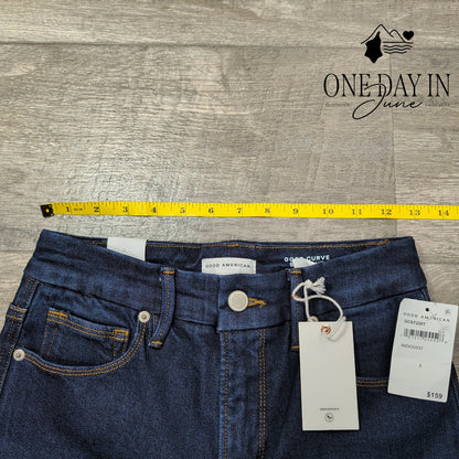 Good American Good Curve Straight Jeans High Rise Indigo NWT $159 Size 2 (26)