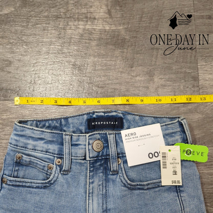 Aeropostale Aero High Rise Jegging Jeans Short Light Wash Stretch NWT Size 00S