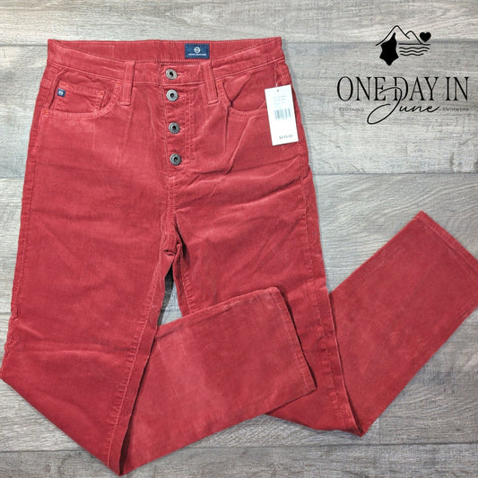 AG Adriano Goldschmied Corduroy Straight Leg Pants Rust Red NWT Size 4 (27)