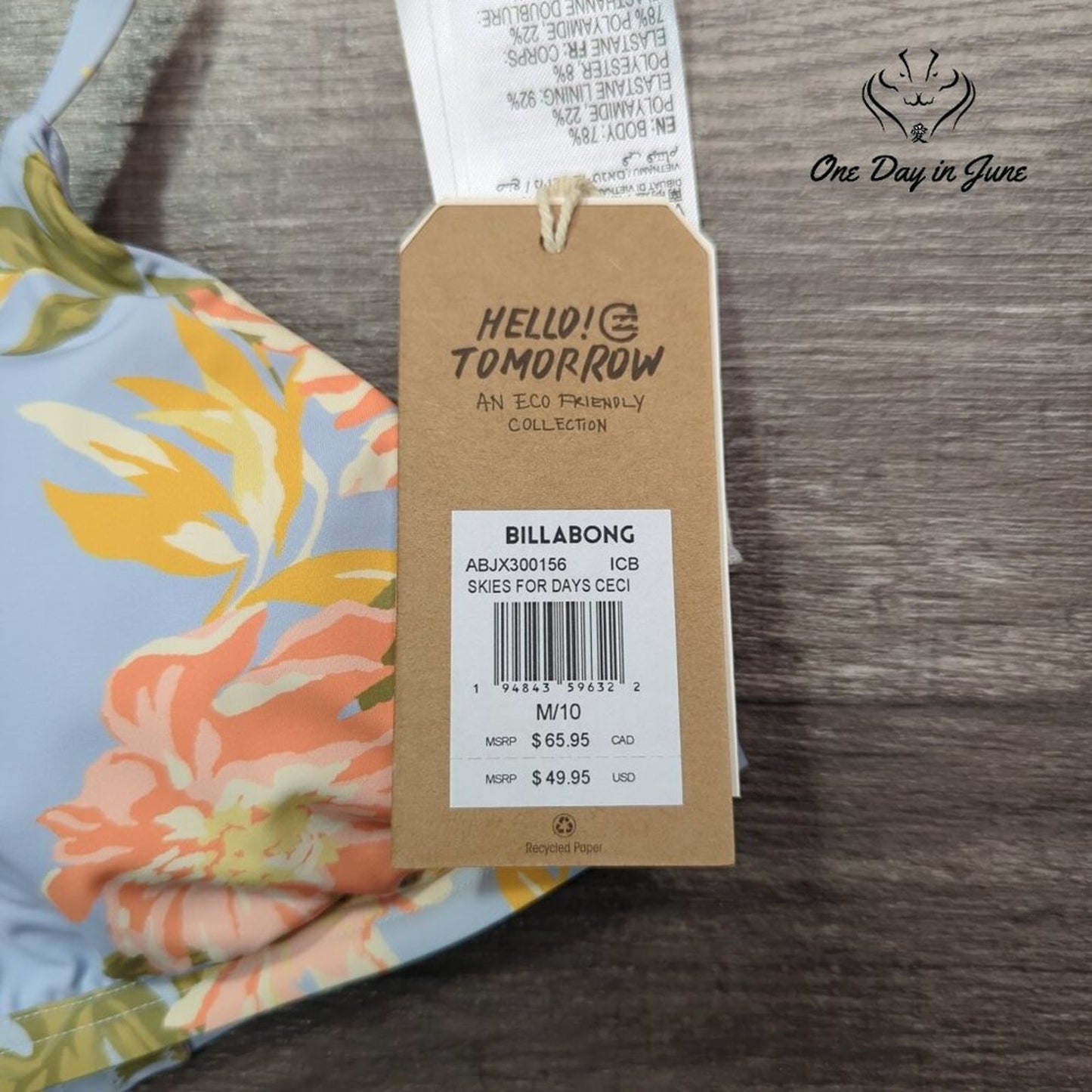 Billabong Skies For Days Ceci Triangle Bikini Top Size M