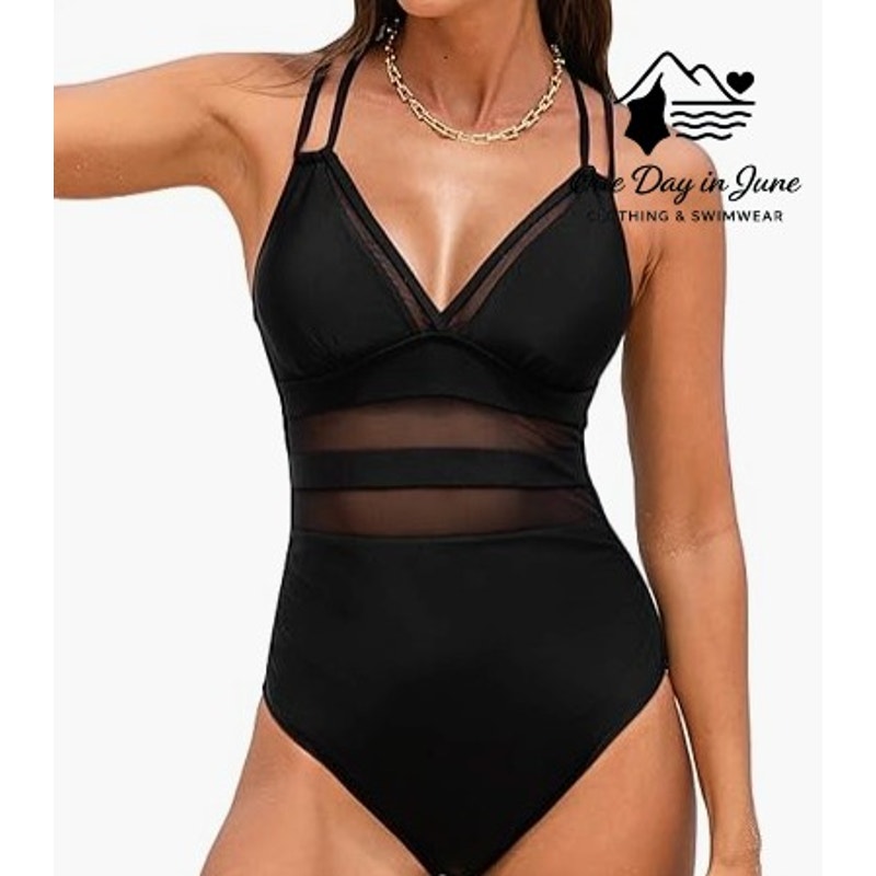 Cupshe V Neck Mesh Cutout One Piece Swimsuit Size M