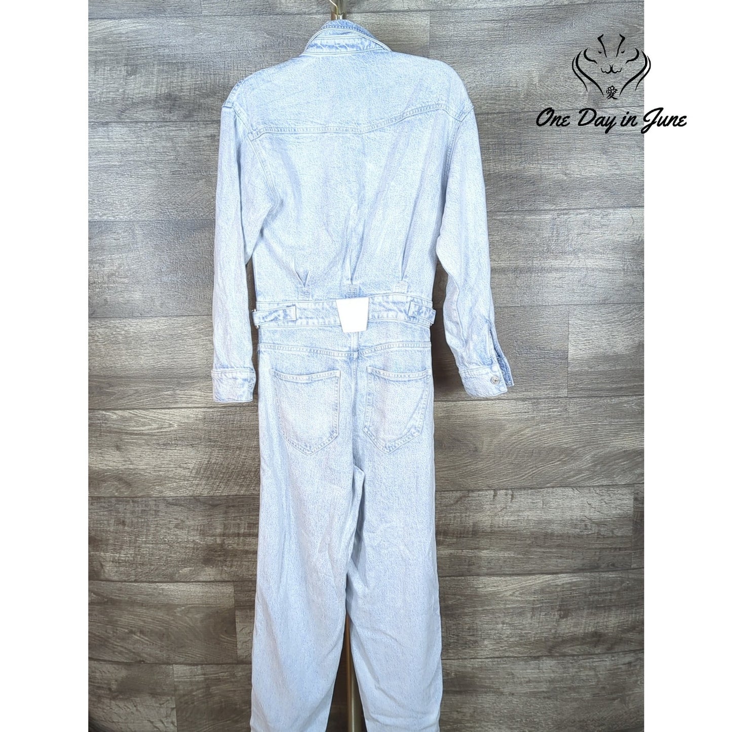 7 For All Mankind Denim Jumpsuit Light Wash Long Sleeve Wide Leg Size XS