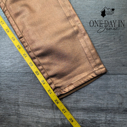 7 For All Mankind High Waist Ankle Skinny Jeans Bronze Metallic NWT Size 4 (27)