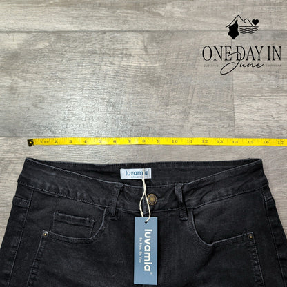 Luvamia High Rise Wide Leg Jeans Black Front Seam NWT Size L