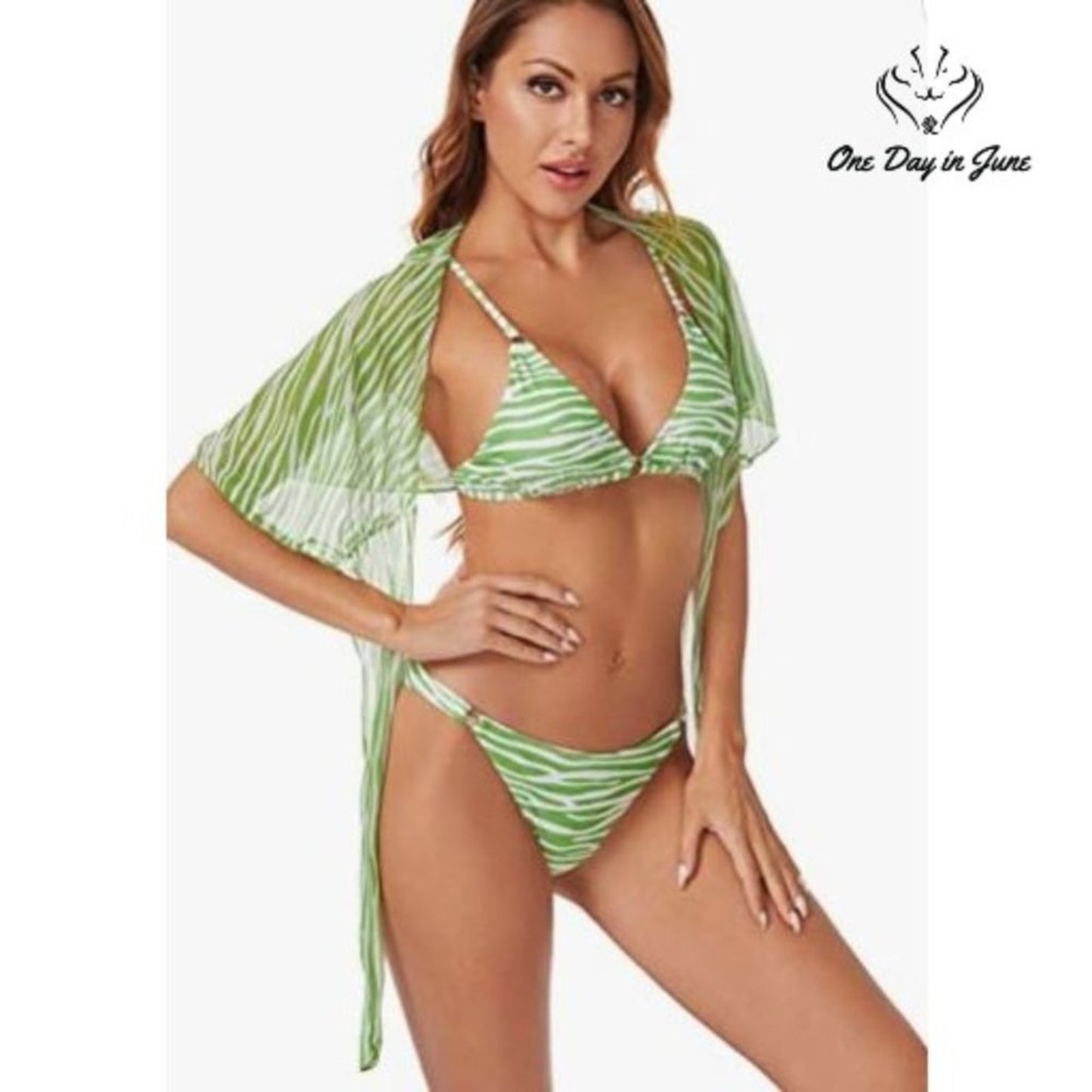 Soly Hux 3 Piece Triangle Bikini with Mesh Cover Up Size L