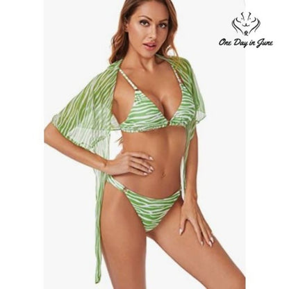 Soly Hux 3 Piece Triangle Bikini with Mesh Cover Up Size L