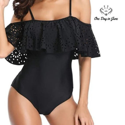 Tempt Me Vintage Off Shoulder Ruffled One Piece Size XS