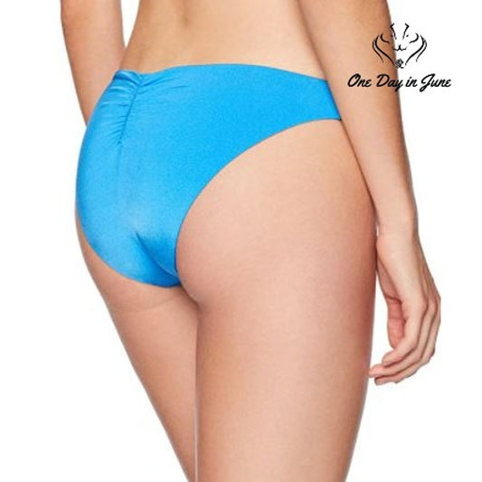 Bikini Lab Cinched Back Bikini Bottom Blue Low Rise Swimwear Size S