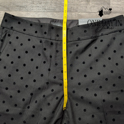 Talbots Hampshire Ankle Pants Black Flocked Polka Dot Straight Leg NWT Size 12