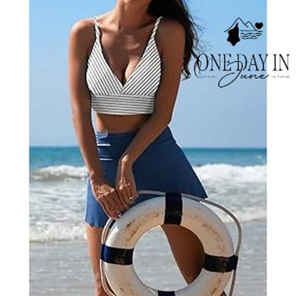 CharmLeaks Skirted Tankini Swimsuit Size M