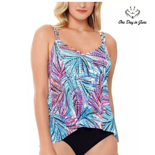 Swim Solutions Hi Low Tankini Top Size 8