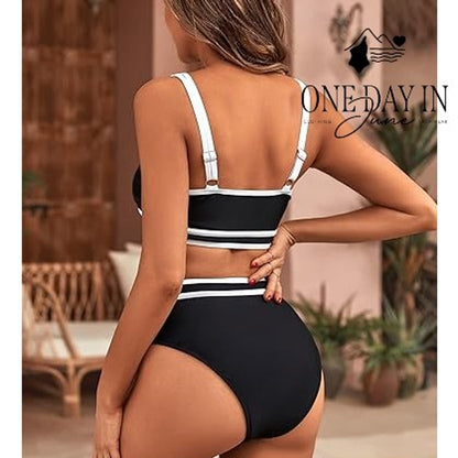 Blooming Jelly High Waist Crop Bikini Swimsuit Size L