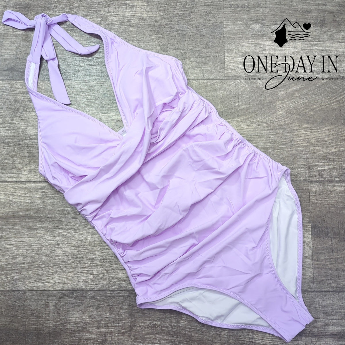 Suuksess Cross Front Halter One Piece Swimsuit Lavender NWT Size M