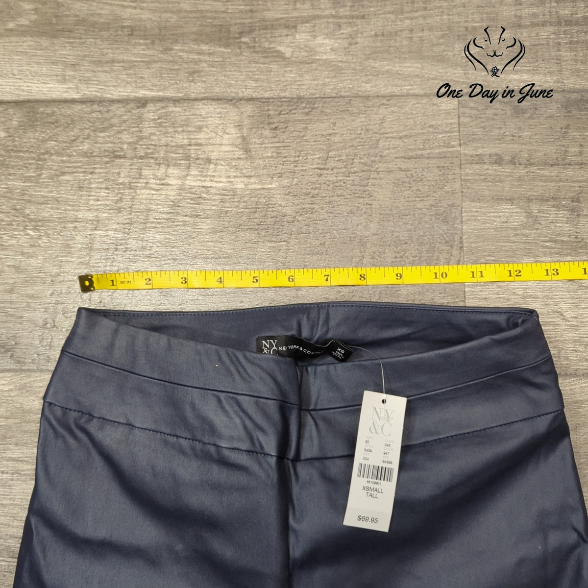 New York & Company Faux Leather Leggings Blue Gray NWT Size XS Tall