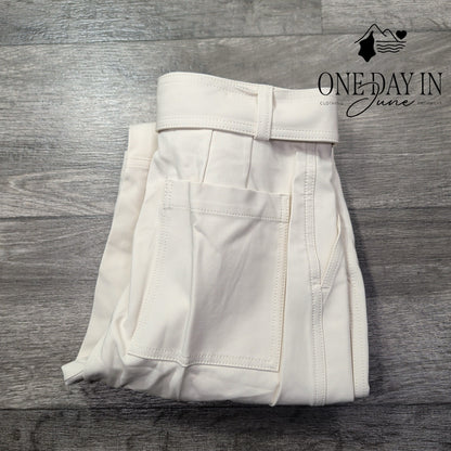 Banana Republic Petite Belted Cargo Pants Ivory White Utility NWT Size 4P