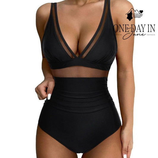 Suukess Mesh Cut Out One Piece Swimsuit Size XL