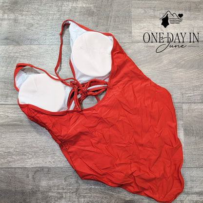 Blooming Jelly Tie Front Cutout One Piece Swimsuit Size XL