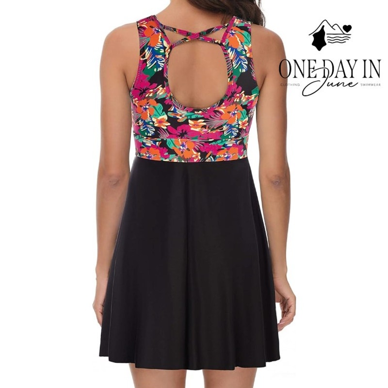 Kate Kasin Floral Boyshort Tankini Swimdress Swimsuit Size XL