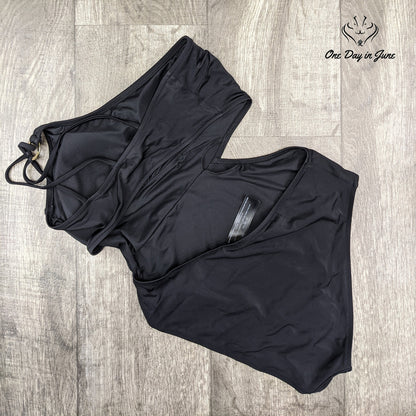 Iris & Lilly Cut Out One Shoulder High Leg Swimsuit Size M