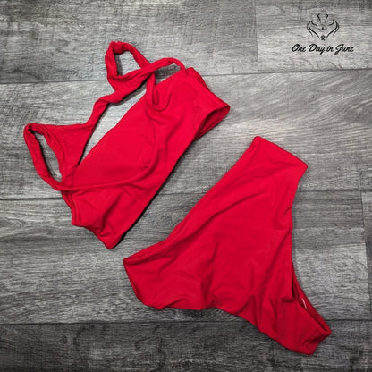 ODIJ High Waist Crop Top Bikini Swimsuit Size S