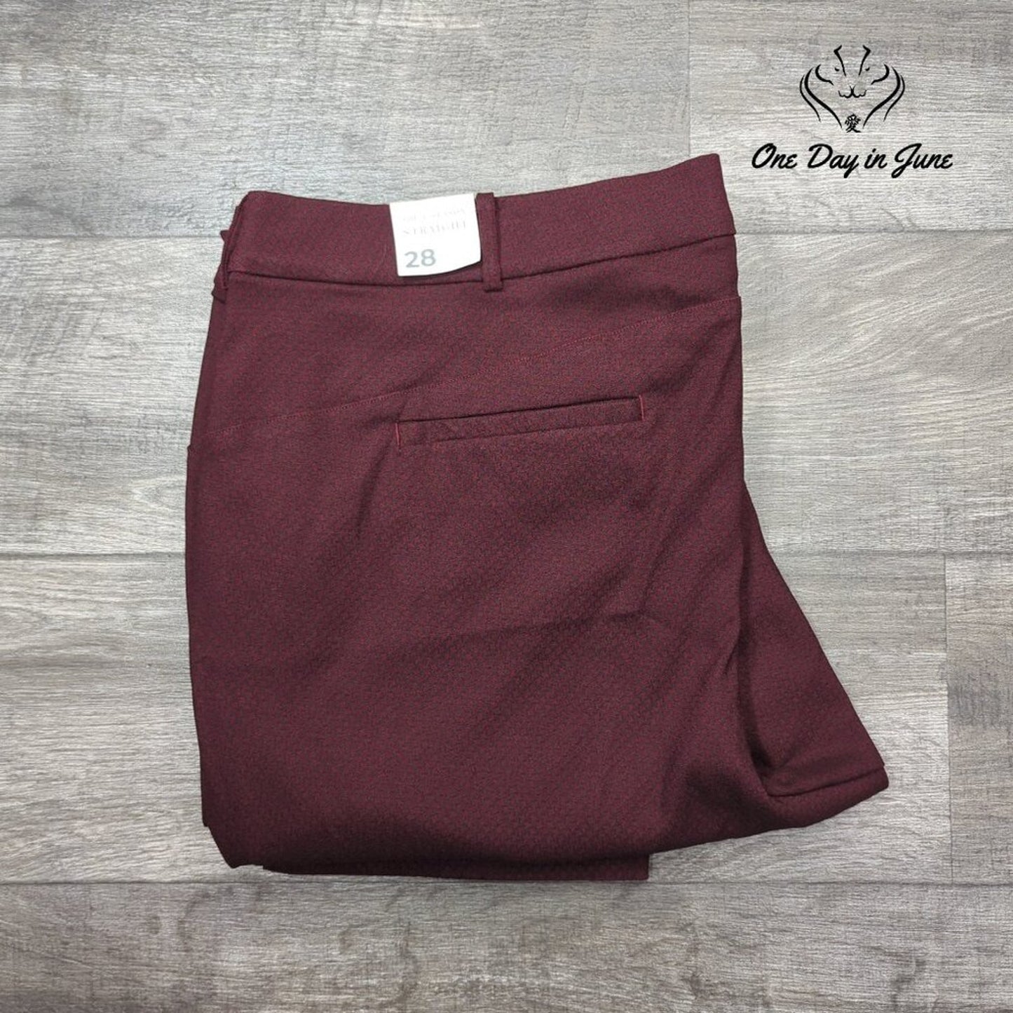 Lane Bryant 4 Season Straight Leg Pants Burgundy Print Stretch NWT Size 28