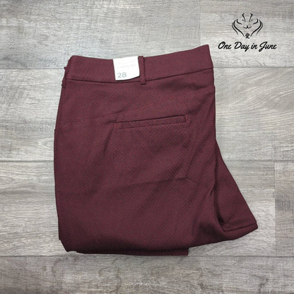 Lane Bryant 4 Season Straight Leg Pants Burgundy Print Stretch NWT Size 28