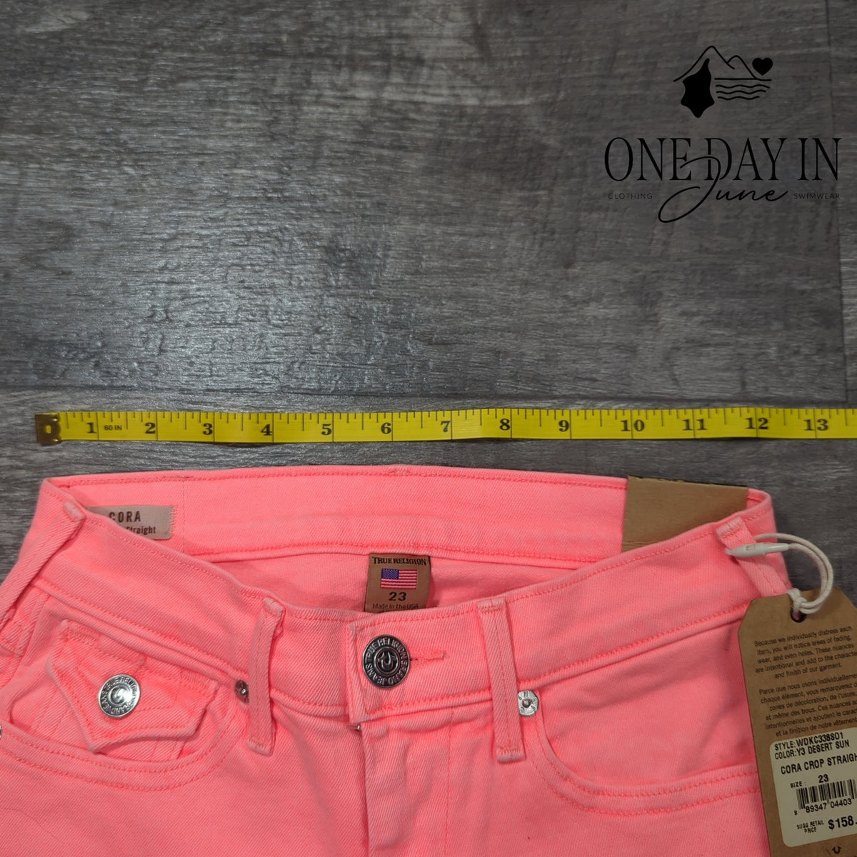 True Religion Cora Crop Straight Jeans Desert Sun Pink NWT $158 Size 23 (00)