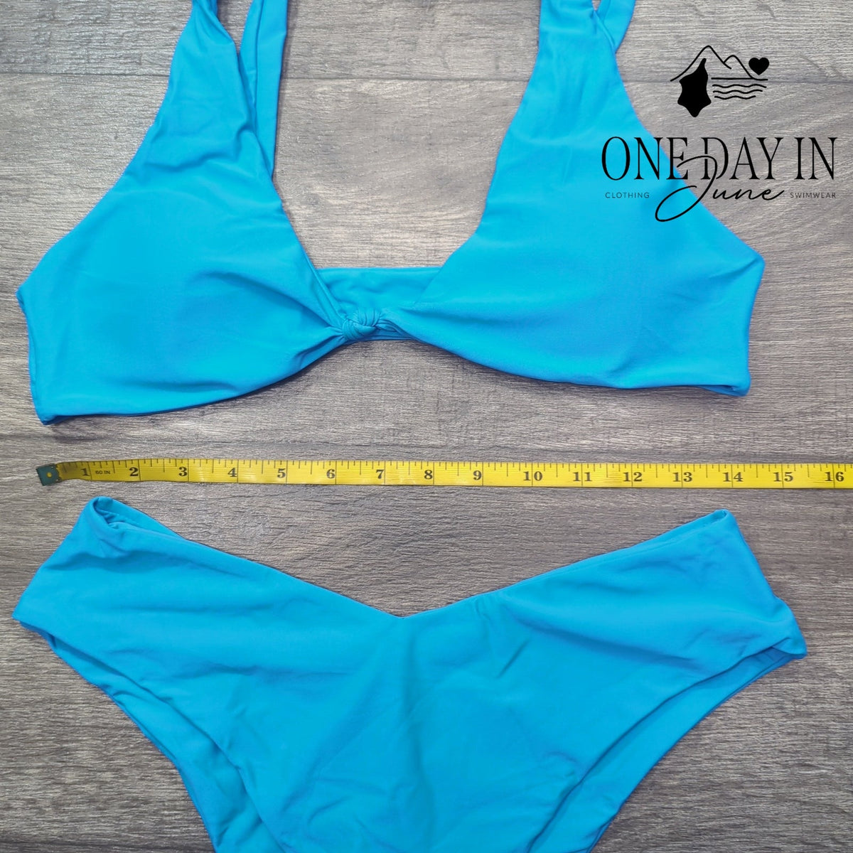 Aleumdr High Cut Bikini Swimsuit Turquoise Blue Knot Front Two Piece Size L